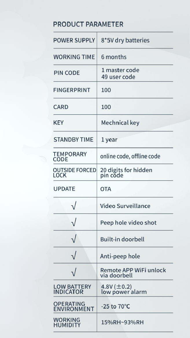Lenovo E3 Pro Cerradura de Puerta Inteligente Videoportero