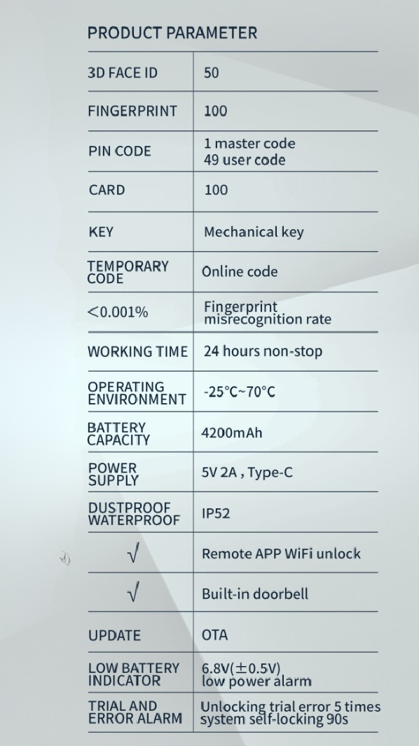 Lenovo E6 Pro Cerradura de Puerta Inteligente Reconocimiento Facial