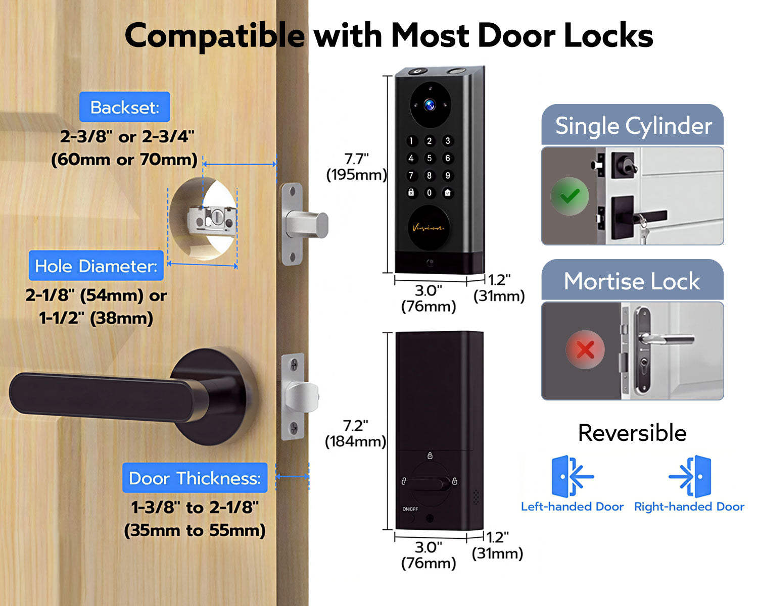 Vison G1 Cerradura de Puerta Inteligente con Cámara