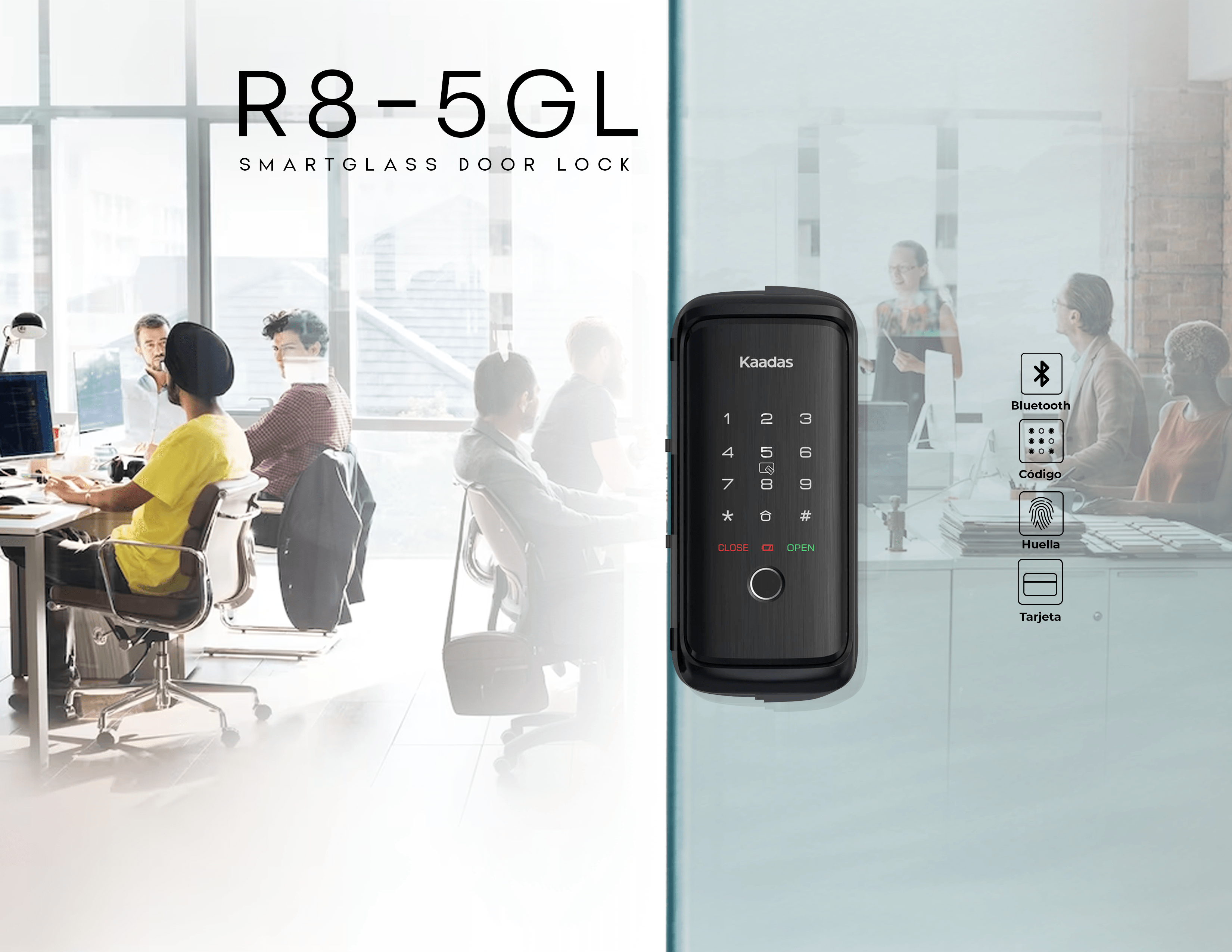 R8-5GL Cerradura de Puerta Inteligente de Vidrio