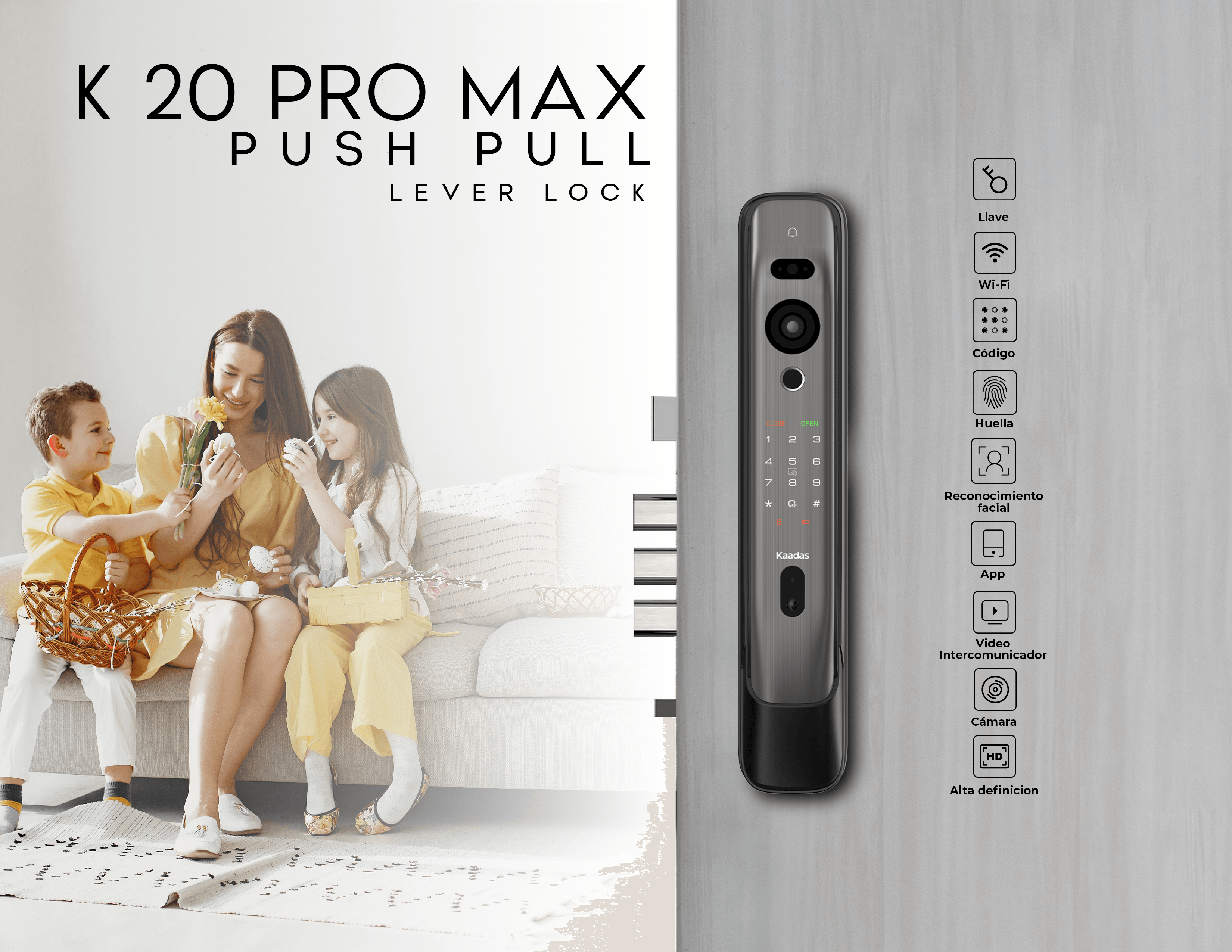 K20 Pro Max Cerradura de Reconocimiento Facial y Video Portero