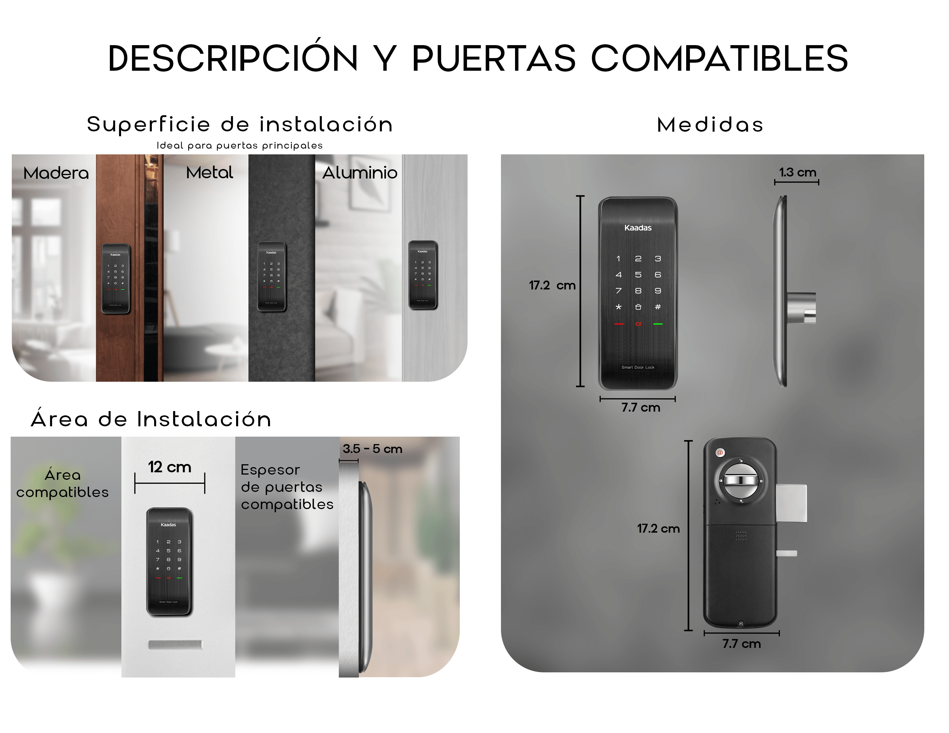 R6-5 Cerradura de Puerta Inteligente de Sobreponer