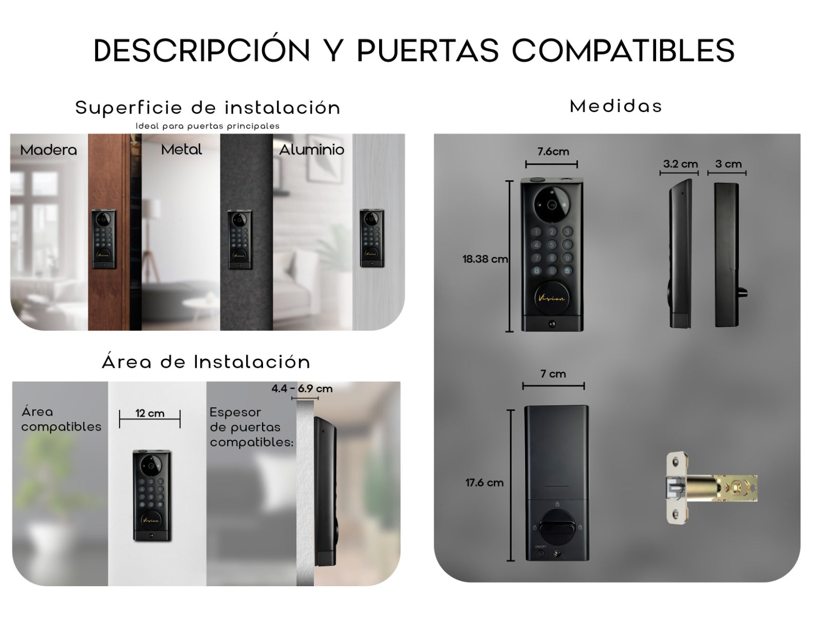 Vison G1 Cerradura de Puerta Inteligente con Cámara