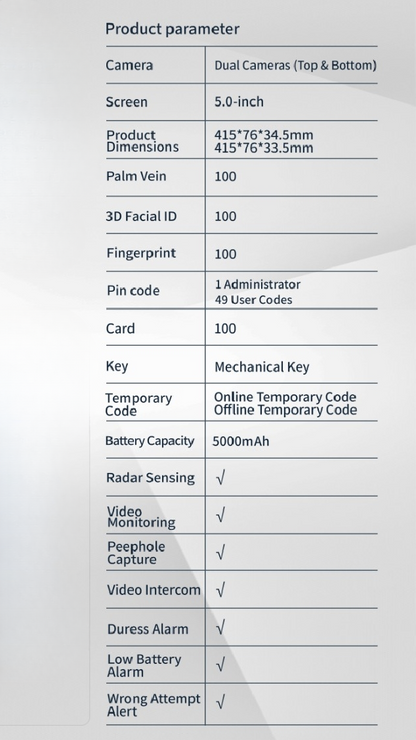 Lenovo F3 cerradura de puerta inteligente con tecnologia solar reconocimiento facial palma huella codigo voz app llave