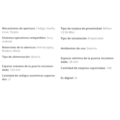 S110-5W Cerradura de Puerta Inteligente